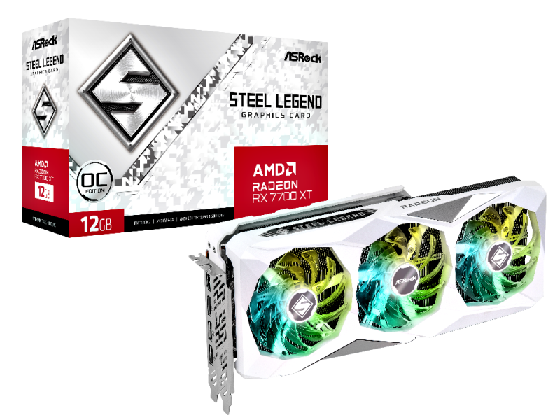 ASRock Radeon RX 7700 XT Steel Legend 12GB OC - FreeSync - RDNA  - Polychrome SYNC - Farbe: Weiß
