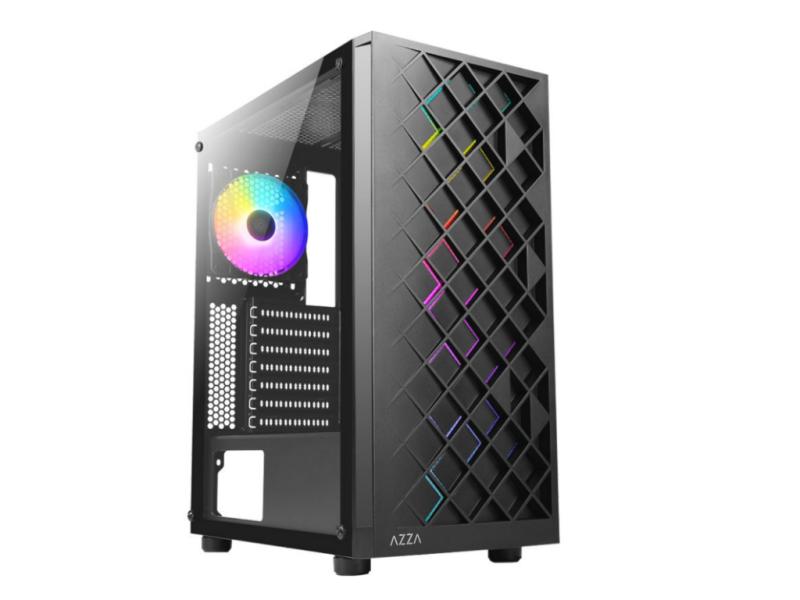AZZA Spectra Black - Midi Tower - LED Beleuchtung - getönte Glasscheibe