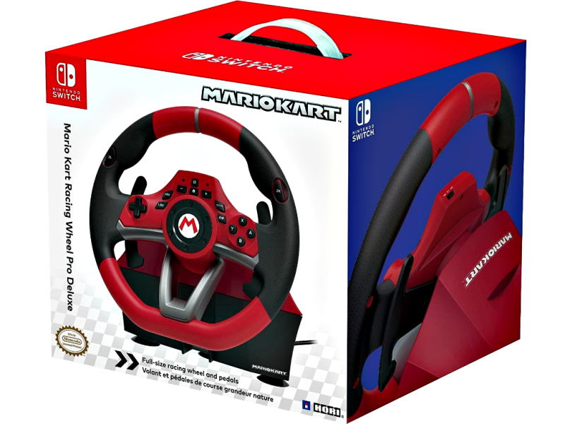 HORI Deluxe Mario Kart Racing Wheel Pro | Lenkrad für Nintendo Switch | inkl. Pedalen & Befestigungsklemme