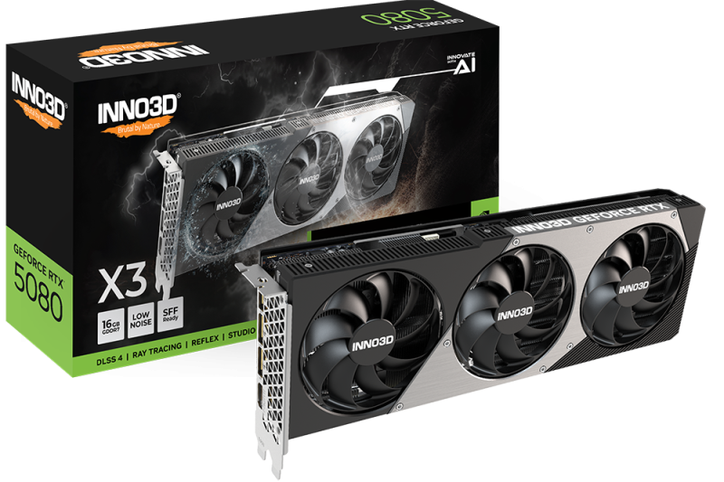 INNO3D GeForce RTX 5080 X3 Grafikkarte - 16GB GDDR7 - DLSS4