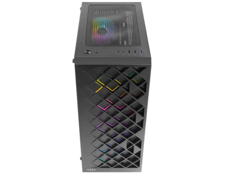 AZZA Spectra Black - Midi Tower - LED Beleuchtung - getönte Glasscheibe