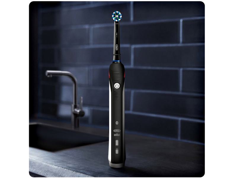 Braun Oral-B Smart 4 Black Edition | Elektrische Zahnbürste | inkl. 2 Aufsätze | Ladestation | Premium Reise Etui | Braun Reisewecker | Bluetooth & App fähig | Farbe: Schwarz