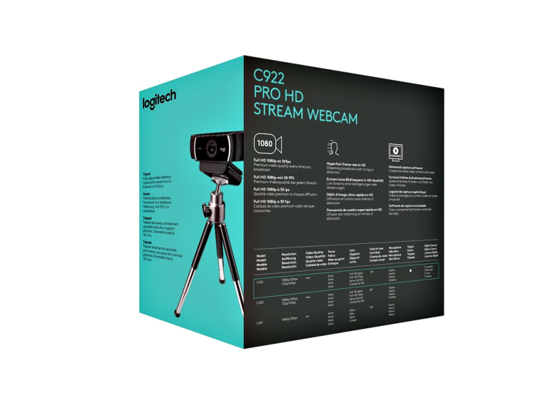 Logitech C922 PRO - Full HD Webcam - 1080p - Dual Stereo Mikrofon Logitech C922 PRO - Full HD Webcam - 1080p - Dual Stereo Mikrofon