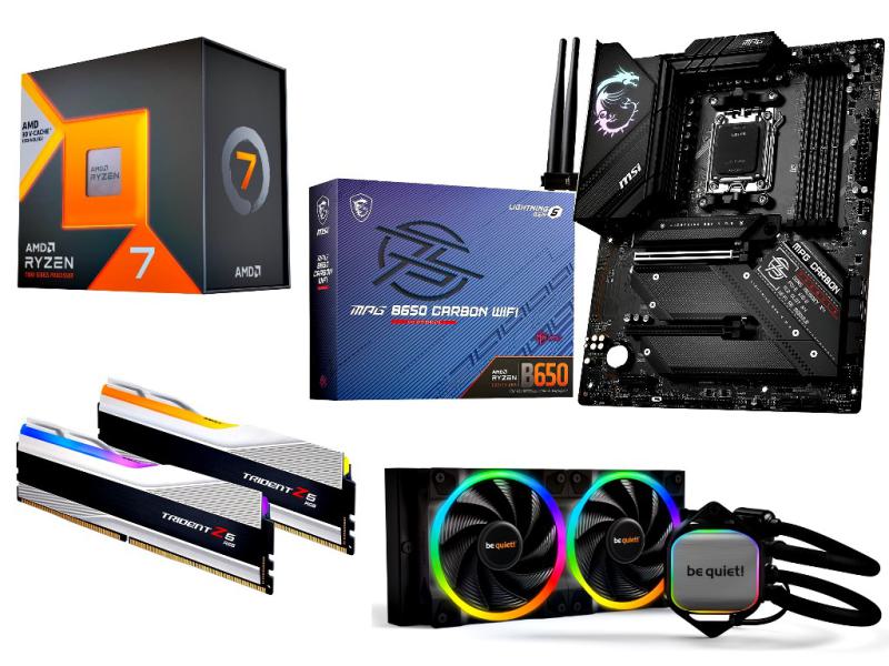 Gaming PC Aufrüstkit - AMD Ryzen 7 7800X3D + RGB Wasserkühlung + B650 Mainboard + 32GB RGB DDR5 Ram